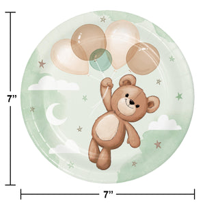 Bulk Pack of 24 Teddy Bear 7" Paper Dessert Plate