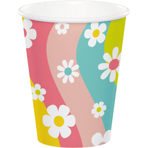 Bulk Pack of 16 Flower Power Hot/Cold Cup 9Oz