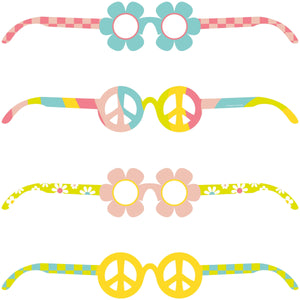 Bulk Pack of 8 Flower Power Paper Glasses