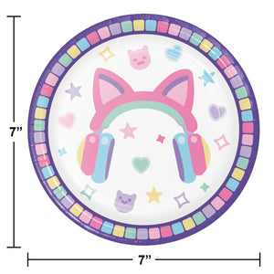 Bulk Pack of 24 Gamer Girl 7" Paper Dessert Plate