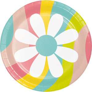 Bulk Pack of 24 Flower Power 7" Paper Dessert Plate Asstd Designs