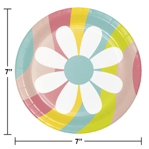 Bulk Pack of 24 Flower Power 7" Paper Dessert Plate Asstd Designs