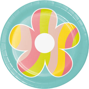 Bulk Pack of 24 Flower Power 7" Paper Dessert Plate Asstd Designs