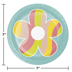 Bulk Pack of 24 Flower Power 7" Paper Dessert Plate Asstd Designs