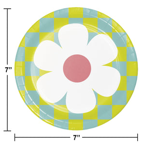 Bulk Pack of 24 Flower Power 7" Paper Dessert Plate Asstd Designs