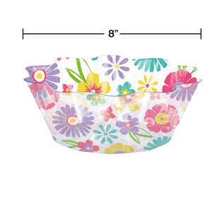 Bulk Pack of 2 Spring Florals 8" Fluted Plastic Bowl