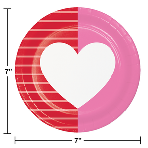 Bulk Pack of 24 Valentine's Textures Paper 7" Dessert Plate