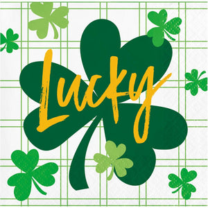 Bulk Pack of 48 Shamrock & Roll "Lucky" 2 Ply Beverage Napkins