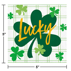 Bulk Pack of 48 Shamrock & Roll "Lucky" 2 Ply Beverage Napkins