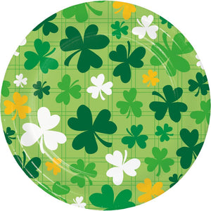 Bulk Pack of 24 Shamrock & Roll Paper 7" Dessert Plate