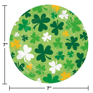 Bulk Pack of 24 Shamrock & Roll Paper 7" Dessert Plate