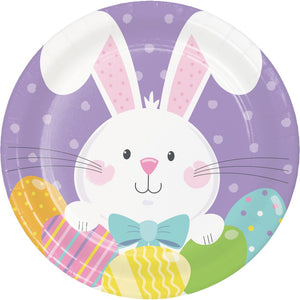 Bulk Pack of 24 Bowtie Bunny Paper 7" Dessert Plate