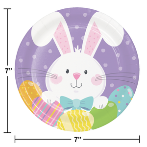 Bulk Pack of 24 Bowtie Bunny Paper 7" Dessert Plate