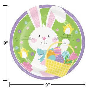 Bulk Pack of 16 Bowtie Bunny Paper 9" Dinner Plate