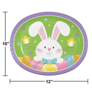 Bowtie Bunny Paper Oval Platter (8/Pkg)