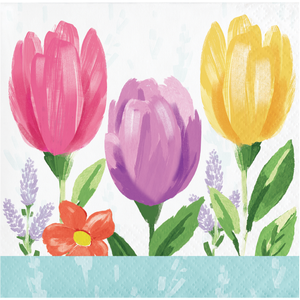 Bulk Pack of 48 Tulip Blooms 2 Ply Beverage Napkin