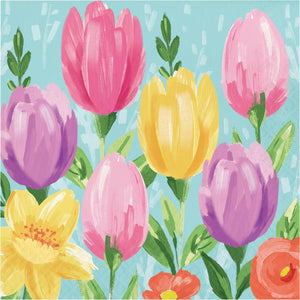 Bulk Pack of 32 Tulip Blooms 2 Ply Luncheon Napkin