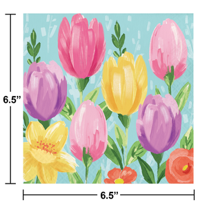 Bulk Pack of 32 Tulip Blooms 2 Ply Luncheon Napkin