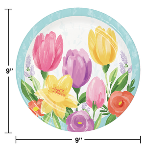 Bulk Pack of 16 Tulip Blooms Paper 9" Dinner Plate