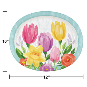 Tulip Blooms Paper Oval Platter (8/Pkg)