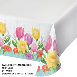 Bulk Pack of 2 Tulip Blooms Paper Tablecover, 54"x102"