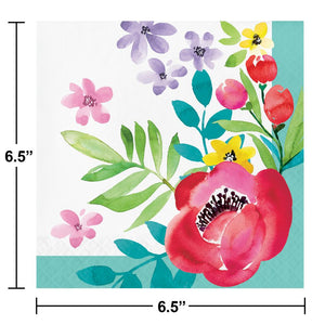 Bulk Pack of 32 Spring Poppies 2 Ply Luncheon Napkin