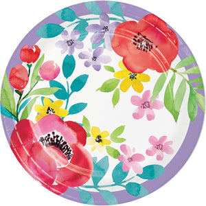 Bulk Pack of 24 Spring Poppies Paper 7" Dessert Plate