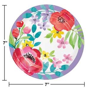 Bulk Pack of 24 Spring Poppies Paper 7" Dessert Plate