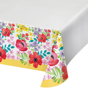 Spring Poppies Paper Tablecover Border Print, 54" x 102" (1/Pkg)