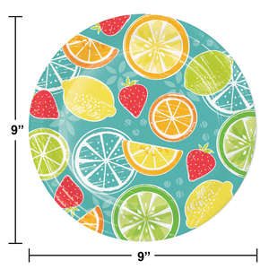 Bulk Pack of 16 Tutti Frutti Paper 9" Dinner Plate