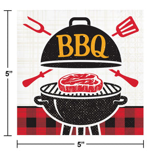 Bulk Pack of 48 BBQ Gingham 2 Ply Beverage Napkin