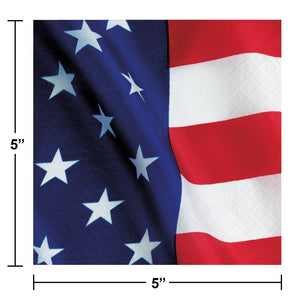 Bulk Pack of 48 Stars & Stripes Beverage Napkin