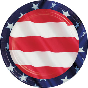 Bulk Pack of 24 Stars & Stripes 6.75" Paper Dessert Plate