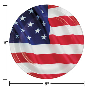 Bulk Pack of 16 Stars & Stripes 8.75" Dinner Plate