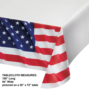 Bulk Pack of 2 Stars & Stripes Paper Tablecover, 54"x102"