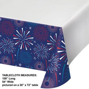 Patriotic Party Paper Tablecover Border Print, 54" x 102" (1/Pkg)