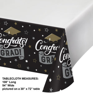 Grad Glamor Paper Tablecover Border Print, 54" x 102" (1/Pkg) by Creative Converting