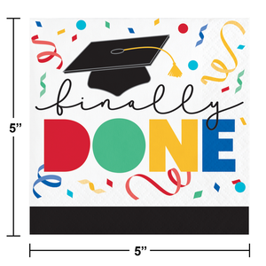 Grad Cap Toss 2 Ply "Finally Done" Beverage Napkin (16/Pkg) by Creative Converting