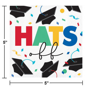 Grad Cap Toss 2 Ply "Hats Off" Beverage Napkin (16/Pkg) by Creative Converting