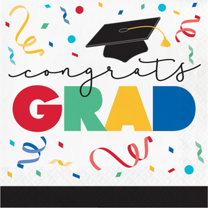 Grad Cap Toss 2 Ply Luncheon Napkin (16/Pkg)