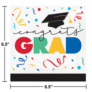 Grad Cap Toss 2 Ply "BKF" Luncheon Napkin (16/Pkg)