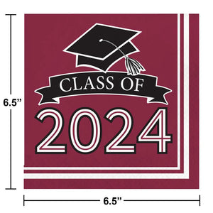 Burgundy Graduation Party Kit for 16 (182 Items)