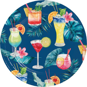 Bulk Pack of 24 Summer Breeze 6.75" Cocktail Toss Paper Dessert Plate