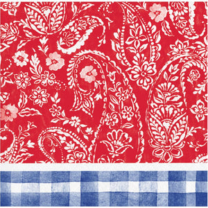 Bulk Pack of 48 Picnic Paisley & Plaid 2 Ply Beverage Napkin