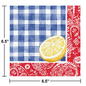 Bulk Pack of 32 Picnic Paisley & Plaid 2 Ply Luncheon Napkin