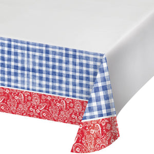 Bulk Pack of 2 Picnic Paisley & Plaid Paper Tablecover, 54"x102"