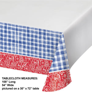 Bulk Pack of 2 Picnic Paisley & Plaid Paper Tablecover, 54"x102"