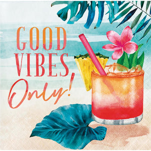 Bulk Pack of 48 Summer Breeze Good Vibes Beverage Napkin