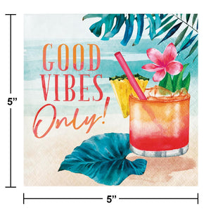 Summer Breeze Good Vibes Beverage Napkin (16/Pkg)