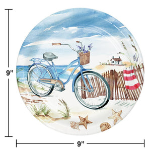 Bulk Pack of 16 Seaside Summer Paper 9" Dinner Plate